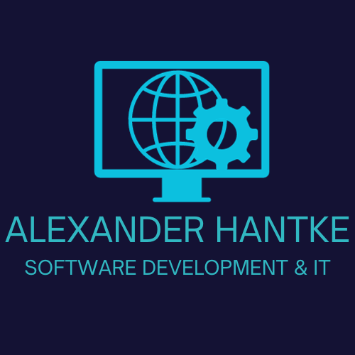 Personal logo of Alexander Hantke, a text logo in letters that consists of my name, a symbol and a short description