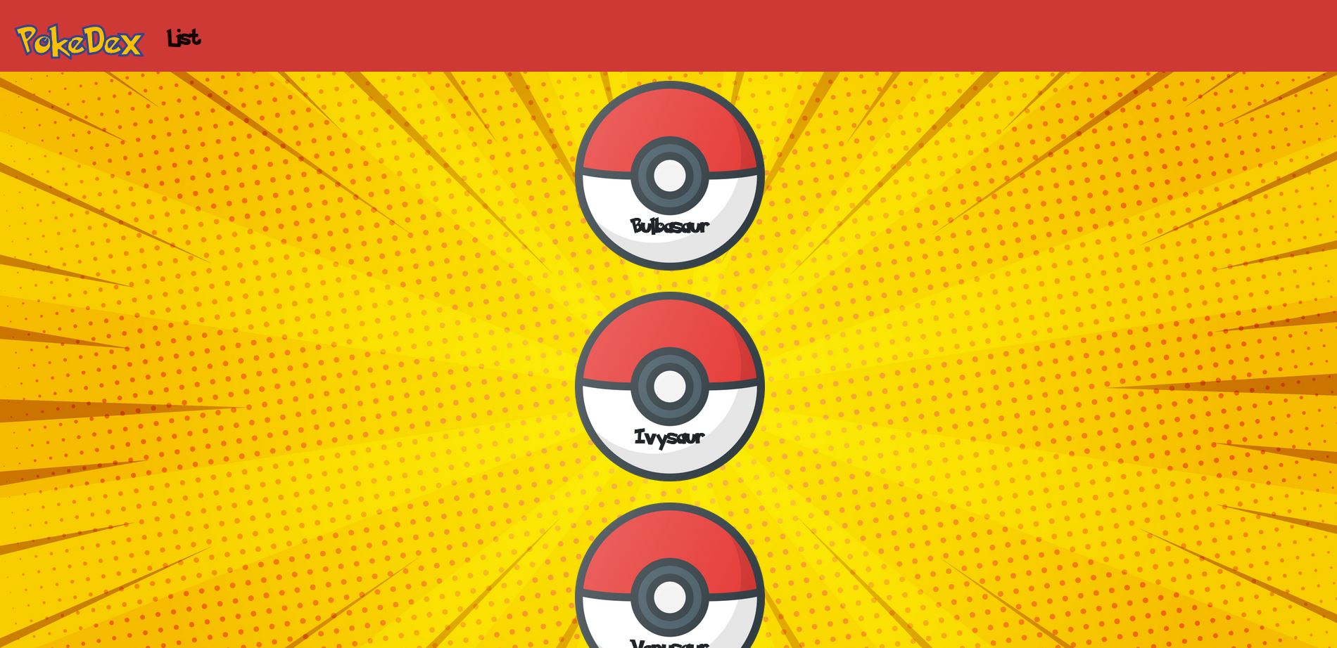 screenshot of the pokedex app
